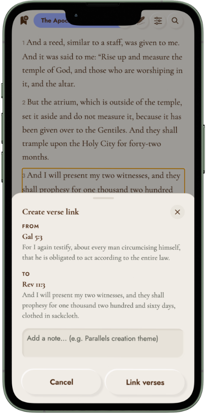 Creating a verse link with a personal note