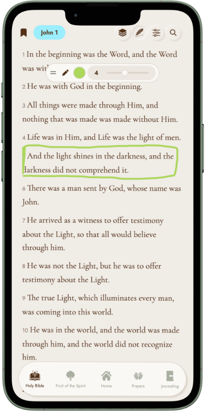 Drawing on a verse with the digital pen and marker